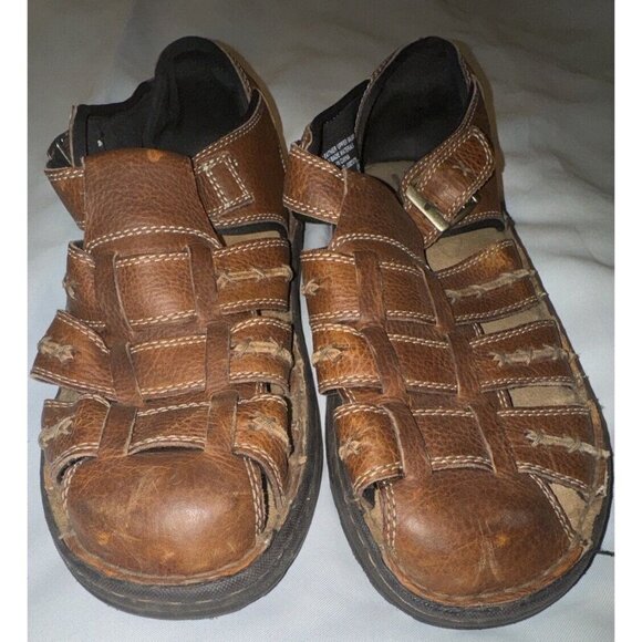 Vintage Journeys Sandals Brown Leather Fisherman chunky 90's Y2K P501 sz 11 - Picture 4 of 9